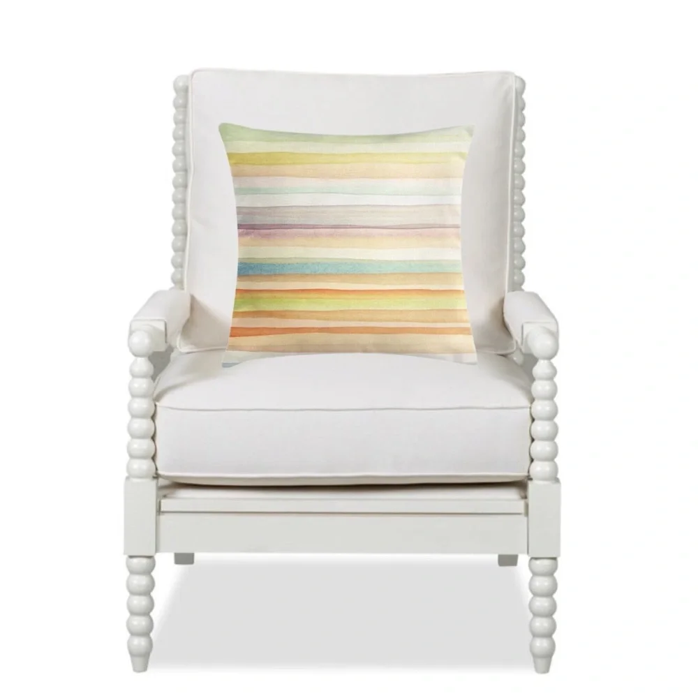 Luxury Home | Chic Coastal Pastel Watercolor Striped Throw Pillow Cover